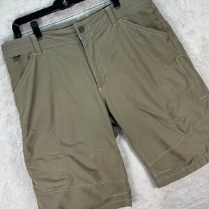 KUHL Men's Outdoor Hiking Shorts Green Stretch Nylon Cargo Pockets Sz 38 Utility